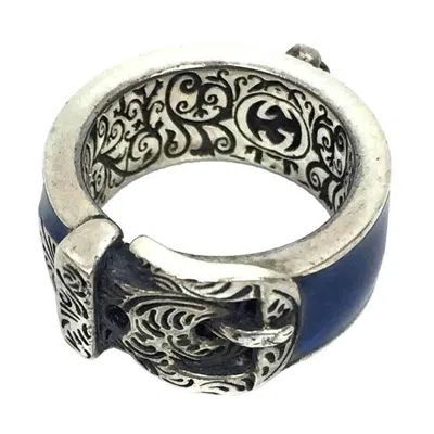 Pre-owned Gucci Blue Silver 925 Band Ring ()