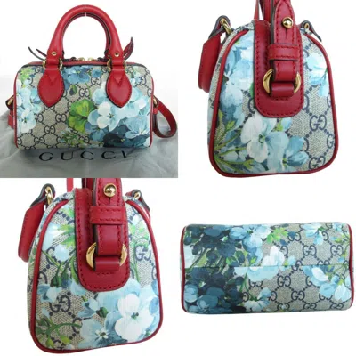 Pre-owned Gucci Blue Red Color Pvc Leather Handbag Shoulder Bag () In Blue, Red Color