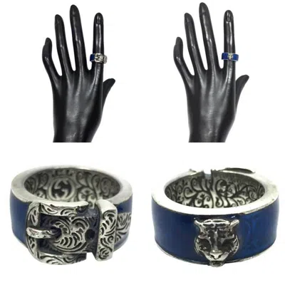 Pre-owned Gucci Blue Silver 925 Band Ring ()
