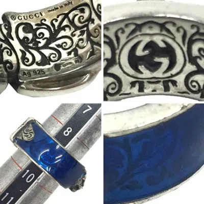 Pre-owned Gucci Blue Silver 925 Band Ring ()
