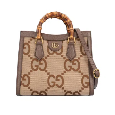 Pre-owned Gucci Brown Bamboo Gg Canvas Leather Shoulder Bag ()