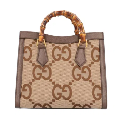 Pre-owned Gucci Brown Bamboo Gg Canvas Leather Shoulder Bag ()
