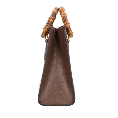 Pre-owned Gucci Brown Bamboo Gg Canvas Leather Shoulder Bag ()