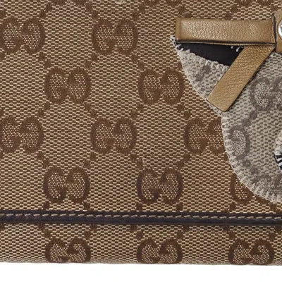 Pre-owned Gucci Brown Canvas Leather Long Wallet (bi-fold) ()