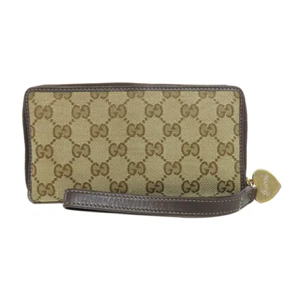 Pre-owned Gucci Brown Canvas Long Wallet (bi-fold) ()