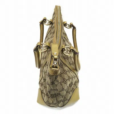 Pre-owned Gucci Brown Gold Canvas Leather Tote Bag () In Brown, Gold