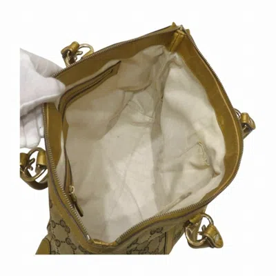 Pre-owned Gucci Brown Gold Canvas Leather Tote Bag () In Brown, Gold