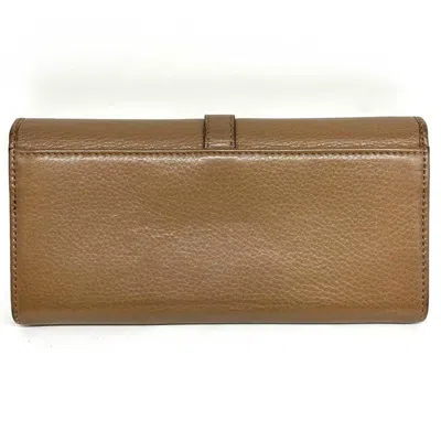 Pre-owned Gucci Brown Leather Long Wallet (bi-fold) ()