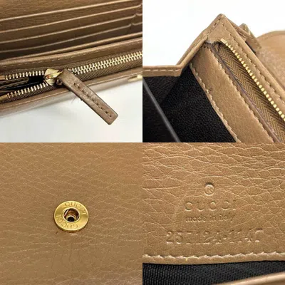Pre-owned Gucci Brown Leather Long Wallet (bi-fold) ()