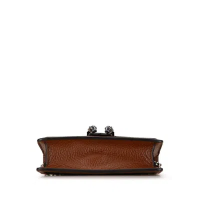 Pre-owned Gucci Brown Navy Denim Leather Shoulder Bag () In Brown, Navy