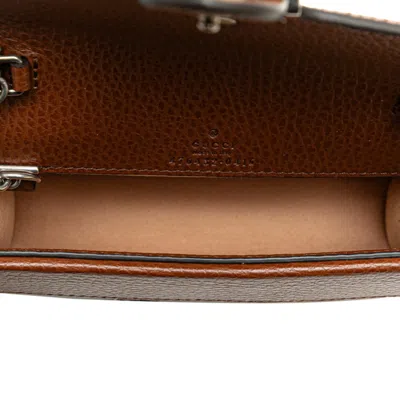 Pre-owned Gucci Brown Navy Denim Leather Shoulder Bag () In Brown, Navy