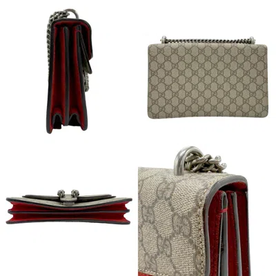 Pre-owned Gucci Brown Red Color Gg Supreme Shoulder Bag () In Brown, Red Color