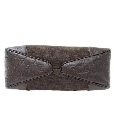 Pre-owned Gucci Dark Brown Canvas Leather Shoulder Bag ()