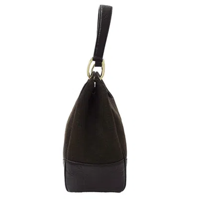 Pre-owned Gucci Dark Brown Canvas Leather Shoulder Bag ()