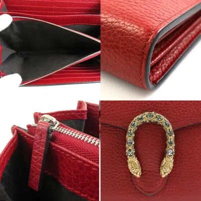 Pre-owned Gucci Dark Red Leather Chain/shoulder Wallet ()