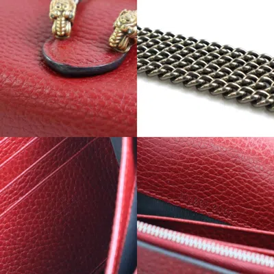 Pre-owned Gucci Dark Red Leather Chain/shoulder Wallet ()