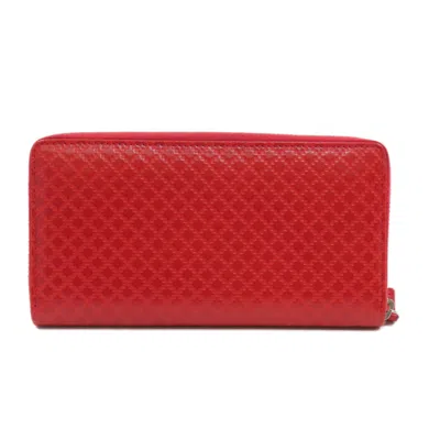 Pre-owned Gucci Diamante Red Color Leather Long Wallet (bi-fold) ()