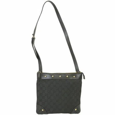 Pre-owned Gucci Gg Canvas Black Canvas Leather Shoulder Bag ()