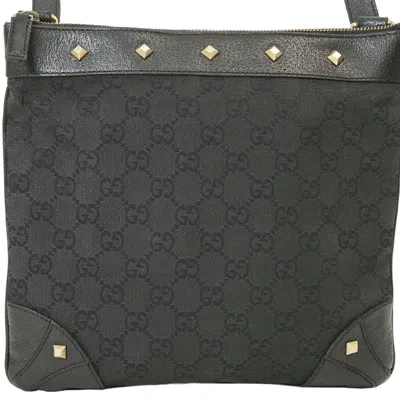 Pre-owned Gucci Gg Canvas Black Canvas Leather Shoulder Bag ()