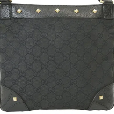 Pre-owned Gucci Gg Canvas Black Canvas Leather Shoulder Bag ()