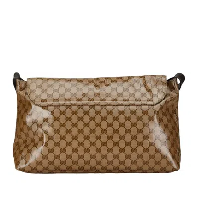 Pre-owned Gucci Gg Crystal Beige Leather Shoulder Bag ()
