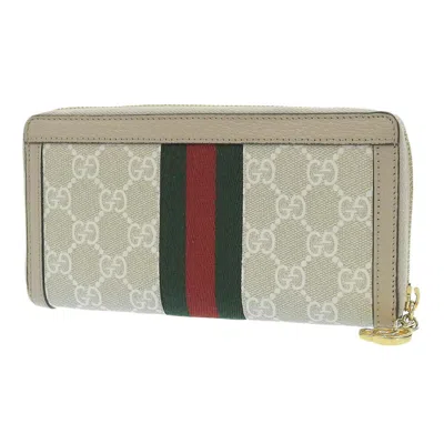 Pre-owned Gucci Gg Supreme Beige Gg Supreme Wallet (bi-fold) ()