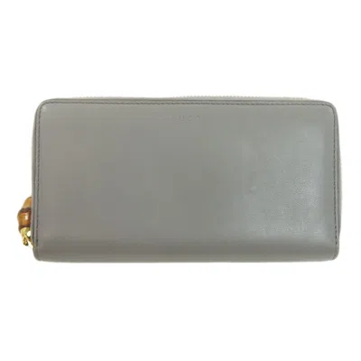 Pre-owned Gucci Gray Leather Long Wallet (bi-fold) ()