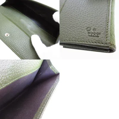 Pre-owned Gucci Green Khaki Canvas Long Wallet (bi-fold) () In Green, Khaki