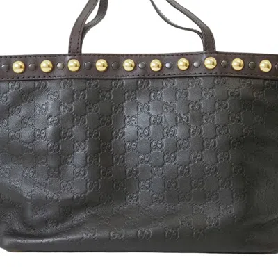 Pre-owned Gucci Ssima Brown Leather Shoulder Bag Tote Bag ()