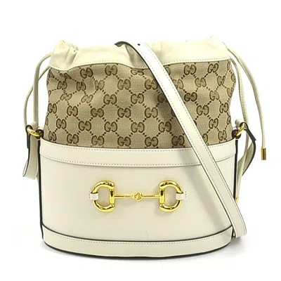 Pre-owned Gucci Ivory Gg Canvas Leather Shoulder Bag ()