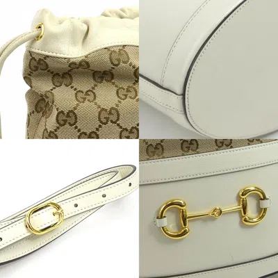 Pre-owned Gucci Ivory Gg Canvas Leather Shoulder Bag ()