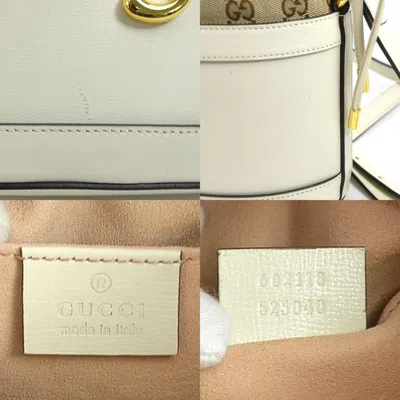 Pre-owned Gucci Ivory Gg Canvas Leather Shoulder Bag ()