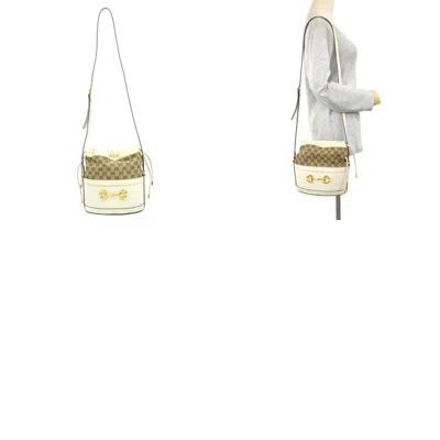 Pre-owned Gucci Ivory Gg Canvas Leather Shoulder Bag ()