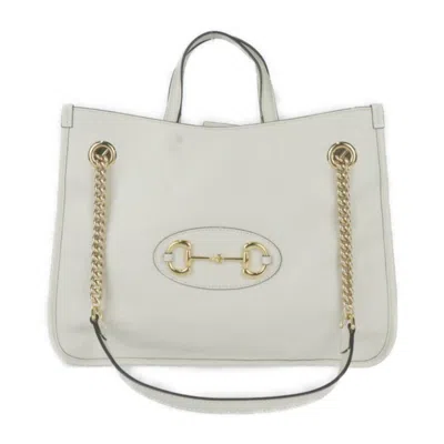 Pre-owned Gucci Ivory Leather Handbag Shoulder Bag Tote Bag ()