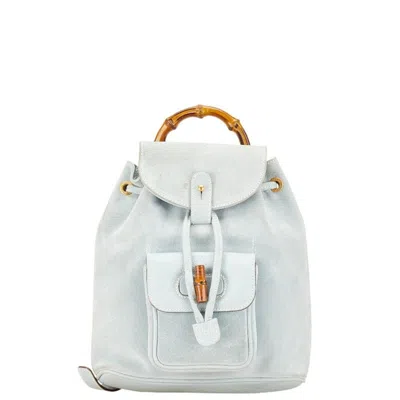 Pre-owned Gucci Light Blue Leather Suede Backpack ()