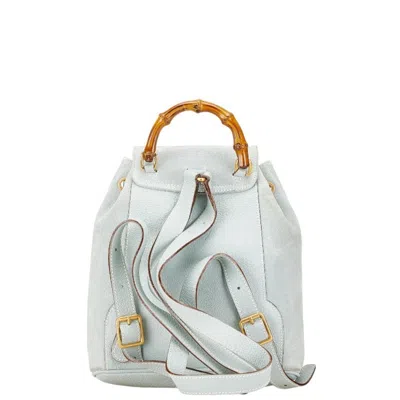 Pre-owned Gucci Light Blue Leather Suede Backpack ()