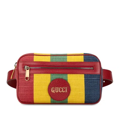 Pre-owned Gucci Multi-color Red Color Canvas Leather Fanny Pack Pochette Sling Bag () In Multi-color, Red Color