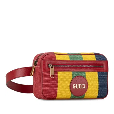 Pre-owned Gucci Multi-color Red Color Canvas Leather Fanny Pack Pochette Sling Bag () In Multi-color, Red Color
