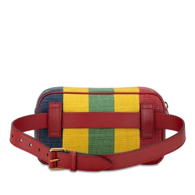 Pre-owned Gucci Multi-color Red Color Canvas Leather Fanny Pack Pochette Sling Bag () In Multi-color, Red Color