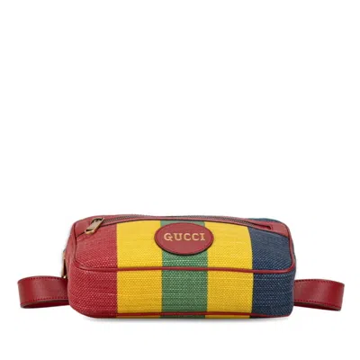 Pre-owned Gucci Multi-color Red Color Canvas Leather Fanny Pack Pochette Sling Bag () In Multi-color, Red Color