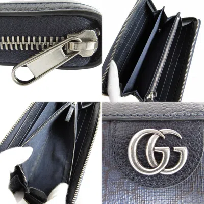 Pre-owned Gucci Navy Gg Supreme Long Wallet (bi-fold) ()