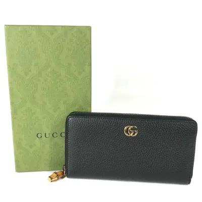 Pre-owned Gucci Navy Leather Long Wallet (bi-fold) ()