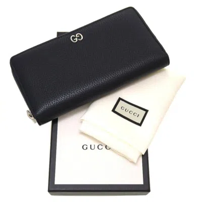 Pre-owned Gucci Navy Leather Long Wallet (bi-fold) ()