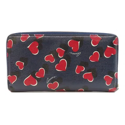 Pre-owned Gucci Navy Leather Long Wallet (bi-fold) ()