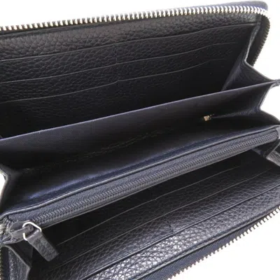 Pre-owned Gucci Navy Leather Long Wallet (bi-fold) ()