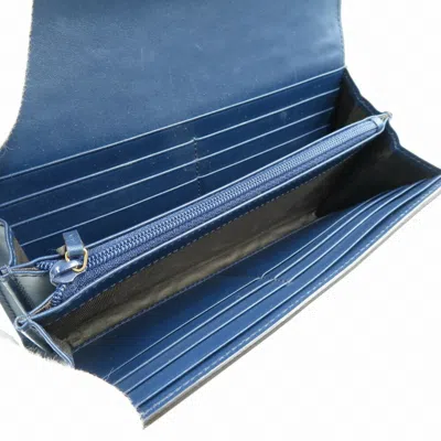 Pre-owned Gucci Navy Leather Long Wallet (bi-fold) ()
