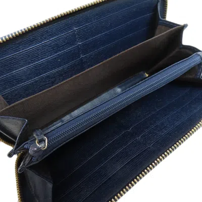 Pre-owned Gucci Navy Leather Long Wallet (bi-fold) ()