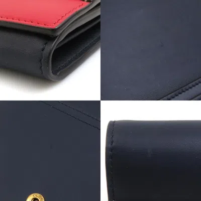 Pre-owned Gucci Navy Off-white Red Color Leather Long Wallet (bi-fold) () In Navy, Off-white, Red Color
