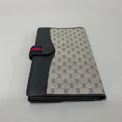 Pre-owned Gucci Navy Red Color Leather Pvc Long Wallet (bi-fold) () In Navy, Red Color