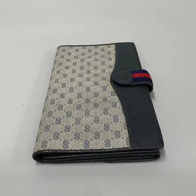 Pre-owned Gucci Navy Red Color Leather Pvc Long Wallet (bi-fold) () In Navy, Red Color